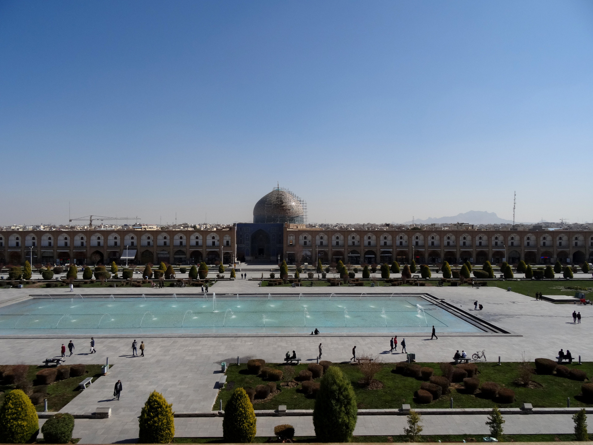 View from the terrace of Ali Qapu Palace to Naqsh-e-Jahan Square - Naqsh-e-Jahan means "image of the world"