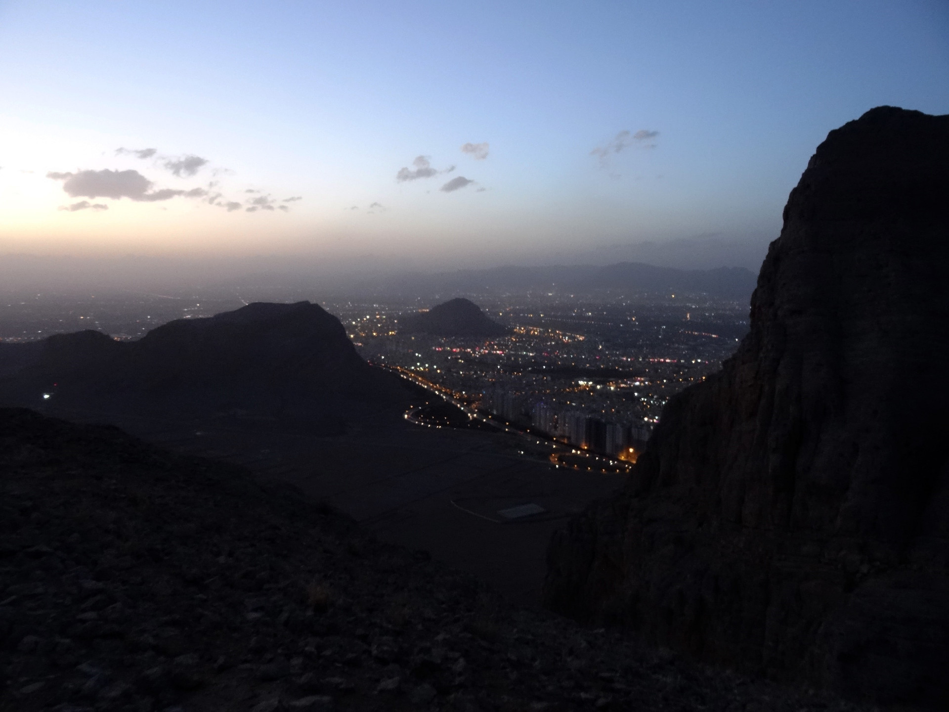 View of Isfahan at dusk from Soffeh Mountain in the south of the city
